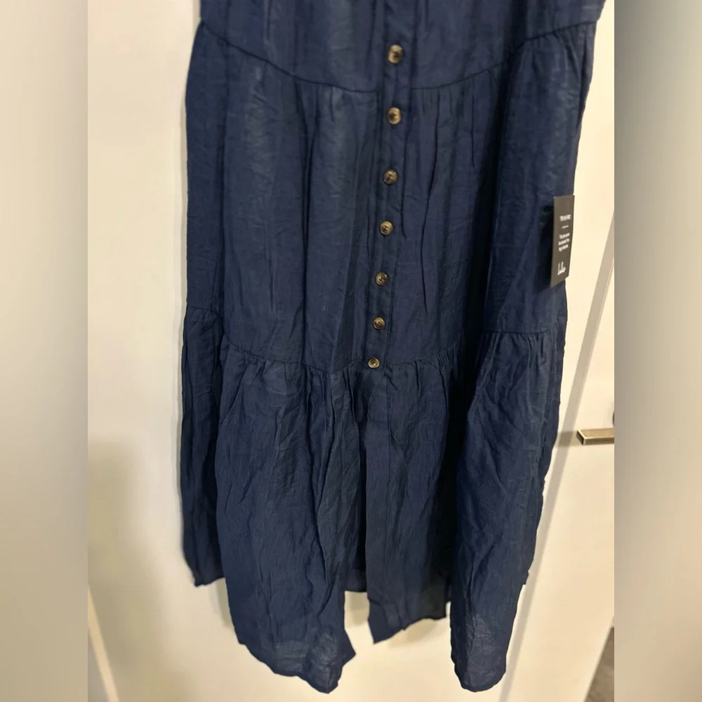 NWT Lulus Sweatness and Sunshine Navy Strapless Midi Dress - Picture 6 of 10